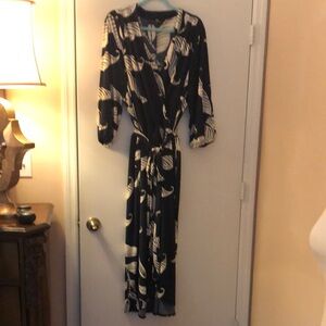 Lane Bryant Black and Cream Midi Dress